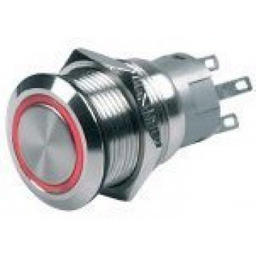 C-Zone Push Button Switches - Mom/off - S/s Red Ilum