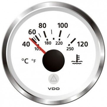 VDO Viewline 52mm Coolant Temperature Gauges - White Triangular Bezel