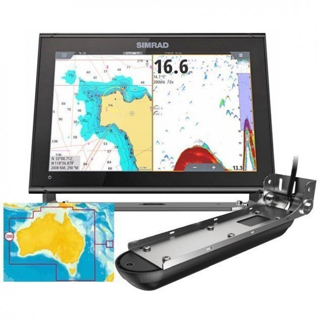Simrad GO12 XSE C-MAP Discover Chart Card,Black,000-14834-002 12-inch Chartplotter with Active Imaging 3-in-1 Transducer Renewed 