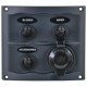 BEP Splash Proof Switch Panel with Power Socket - Contour 3 Gang Switch with Socket - Charcoal