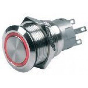 C-Zone Push Button Switches - Mom/off - S/s Red Ilum