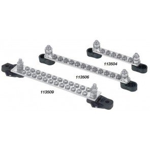 Output screws: 4mmInput studs: 6mmCurrent rating: 100A on 6 or 12 way, 150A on 24 way