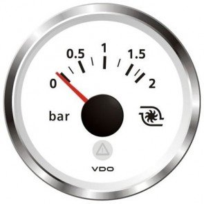 VDO Viewline 52mm Turbo Pressure Gauge - Triangular Bezel - White