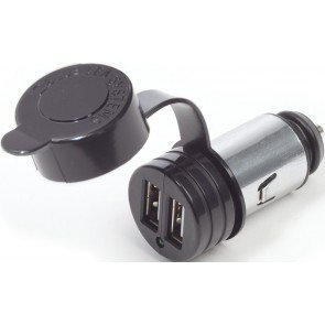 Dual USB Charger - Plug 12VDC 5V 2.1A